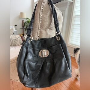B.Makowsky Elegant Black Genuine Leather Shoulder Bag